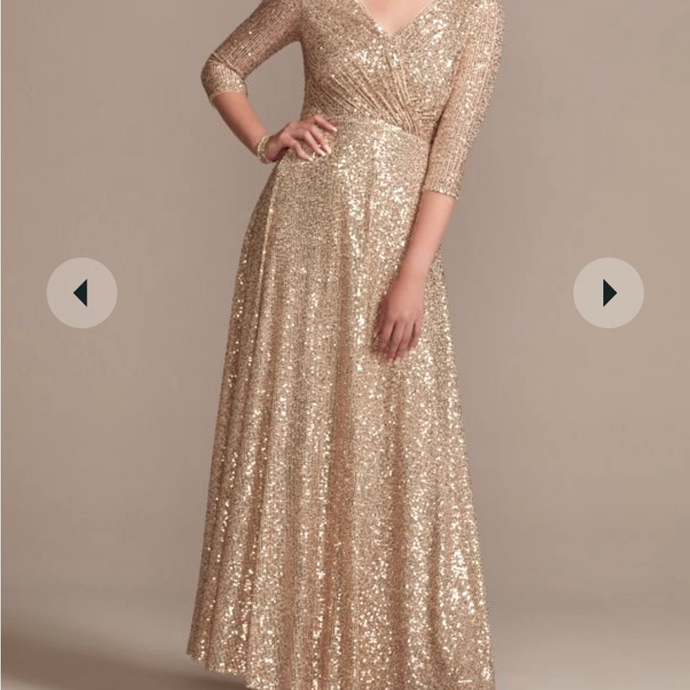 Beautiful NEw Gold sequined floor length gown